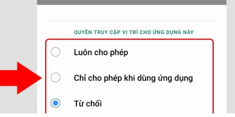 Click chọn cho phép toàn quyền truy cập các tính năng trên di động