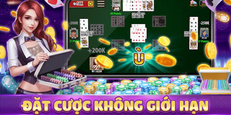 Đặt cược không giới hạn tại game phỏm 77Win